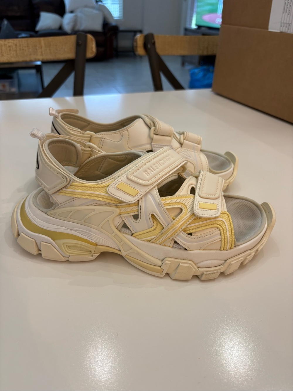 Balenciaga Track Sandals Cream Yellow Chunky Sport Sandals Size 37 US 7 - Picture 5 of 13